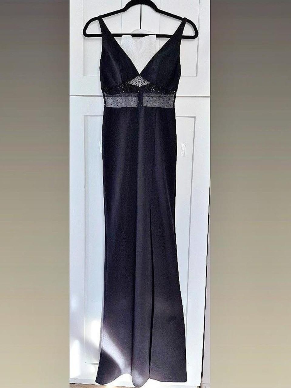Black Sleeveless Maxi Dress with Sheer Embellished Waist BUY1 GET1 FREE